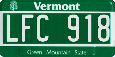 VT license plate LFC918