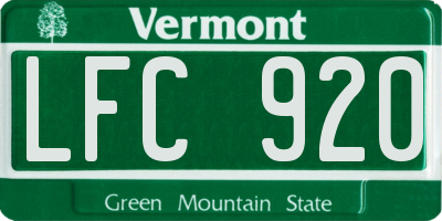 VT license plate LFC920