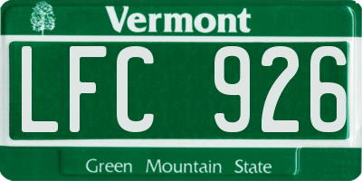 VT license plate LFC926