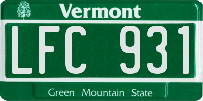 VT license plate LFC931