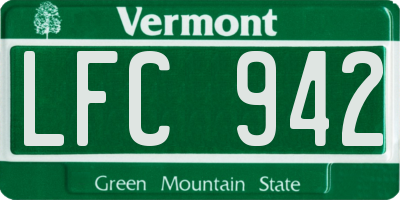 VT license plate LFC942