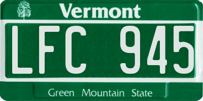 VT license plate LFC945