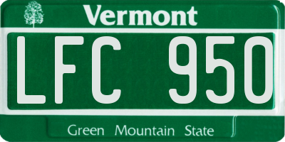 VT license plate LFC950