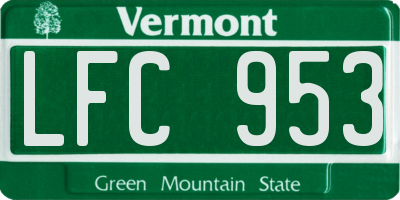 VT license plate LFC953