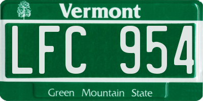 VT license plate LFC954