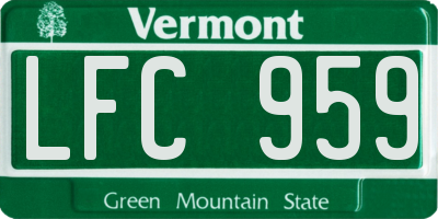 VT license plate LFC959