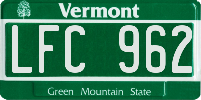 VT license plate LFC962