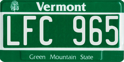 VT license plate LFC965