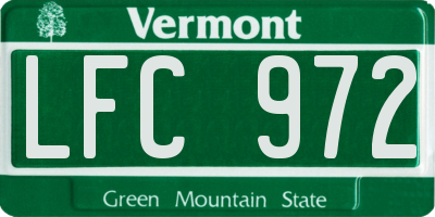 VT license plate LFC972