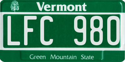 VT license plate LFC980