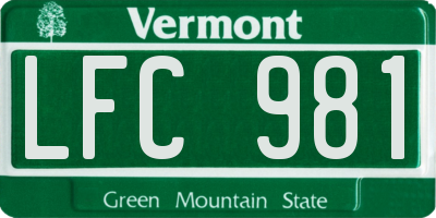 VT license plate LFC981