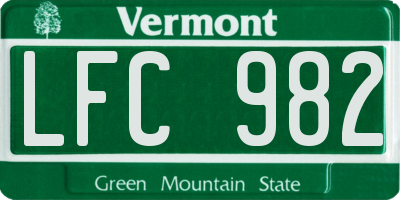 VT license plate LFC982