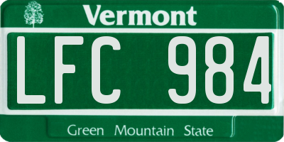 VT license plate LFC984