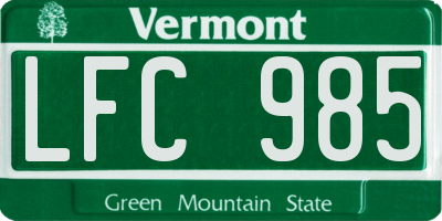 VT license plate LFC985
