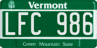 VT license plate LFC986