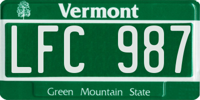 VT license plate LFC987