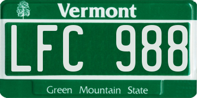 VT license plate LFC988