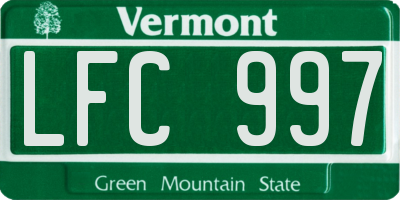 VT license plate LFC997