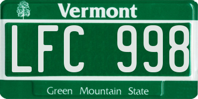 VT license plate LFC998