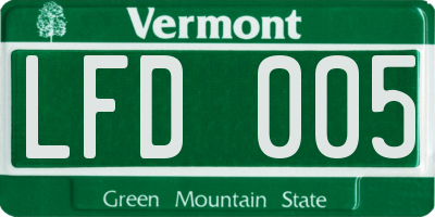 VT license plate LFD005