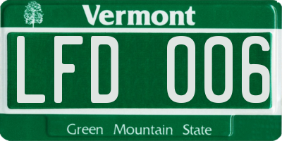 VT license plate LFD006