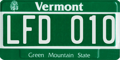 VT license plate LFD010