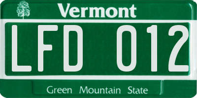 VT license plate LFD012