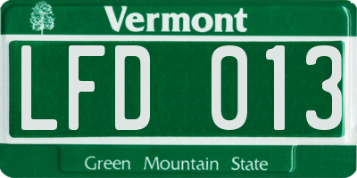 VT license plate LFD013