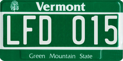 VT license plate LFD015