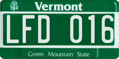 VT license plate LFD016