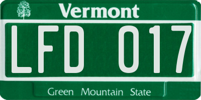 VT license plate LFD017
