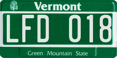 VT license plate LFD018
