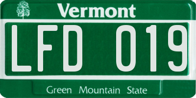 VT license plate LFD019