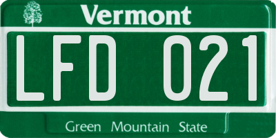 VT license plate LFD021