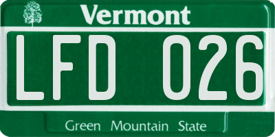 VT license plate LFD026