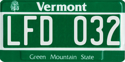VT license plate LFD032