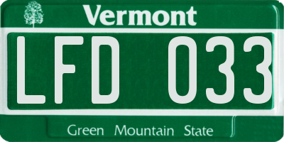 VT license plate LFD033
