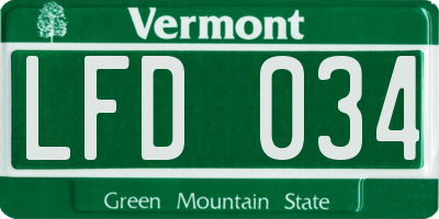 VT license plate LFD034