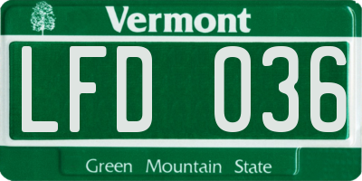 VT license plate LFD036