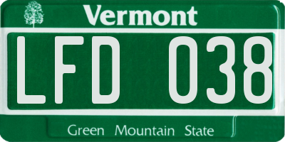 VT license plate LFD038