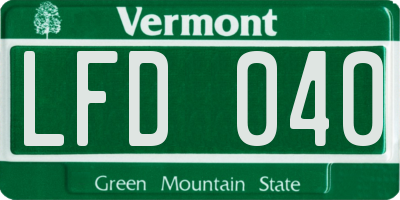 VT license plate LFD040