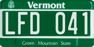 VT license plate LFD041