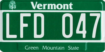 VT license plate LFD047