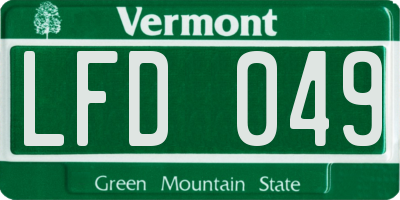 VT license plate LFD049