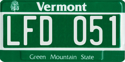 VT license plate LFD051