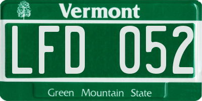 VT license plate LFD052