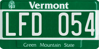 VT license plate LFD054