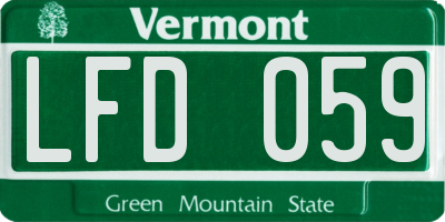 VT license plate LFD059