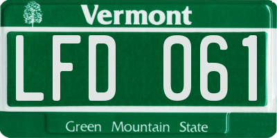 VT license plate LFD061