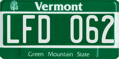 VT license plate LFD062
